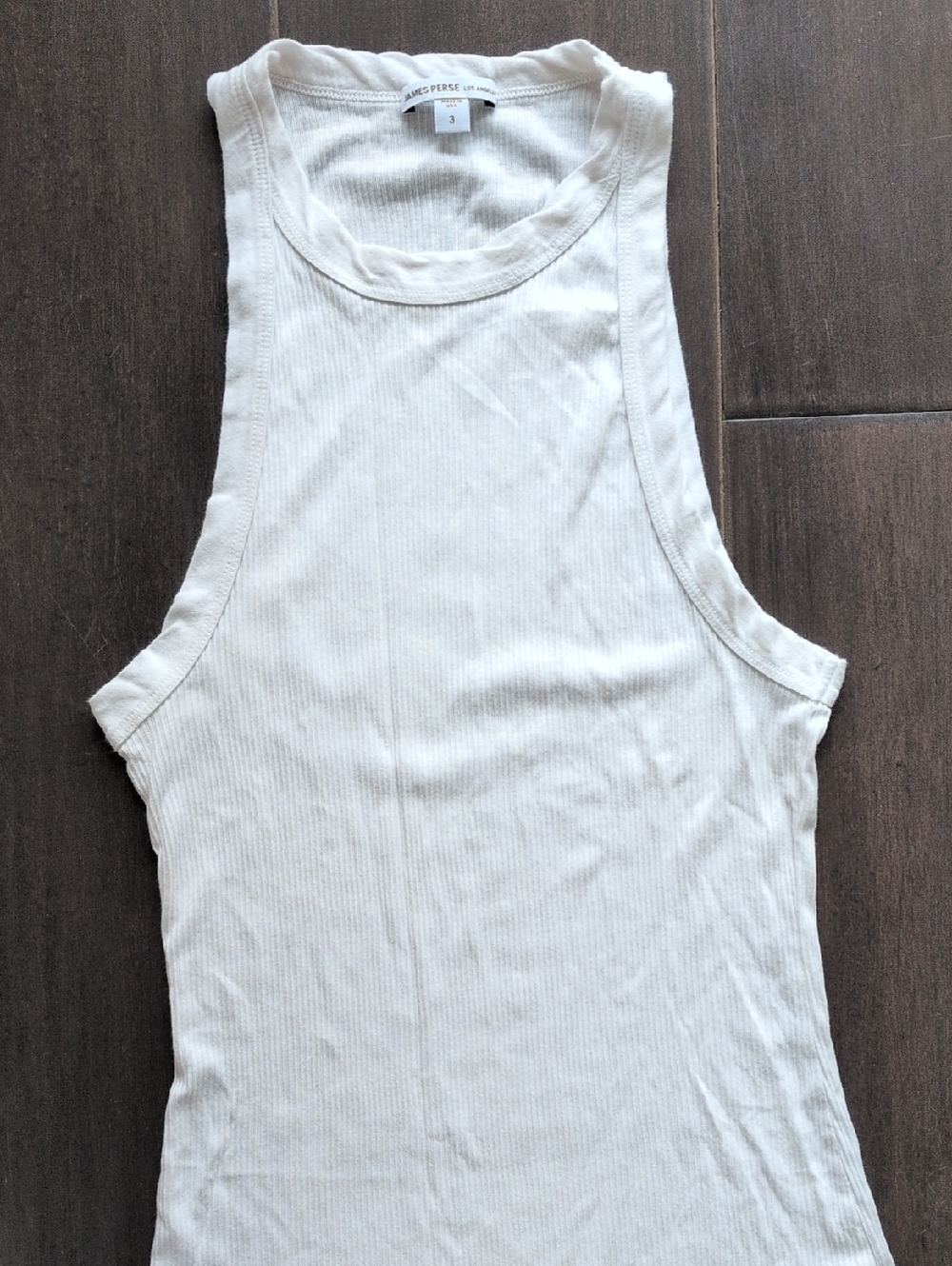 James Perse Ribbed Sheer White Tank Top - Picture 2 of 7